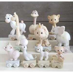 Vintage Precious Moments Birthday Train Figurines Baby Through 9 WITH BOXES